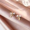 Sweet Bow Earrings with Studs with High-end Super Flash with Diamond Earrings Temperament Retro Style