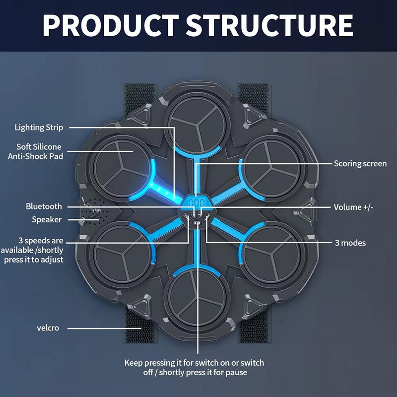 Музыкальный боксерский тренажер Bluetooth Музыкальный боксерский тренажер для взрослых детей Настенный Умная музыкальная боксерская игра Боксерское оборудование