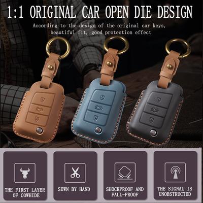 Кожаный чехол для автомобильного ключа, брелок для VW Volkswagen Polo Tiguan Passat B5 B6 B7 Golf MK Jetta Skoda Kodiaq Superb Octavia Seat и т. д.