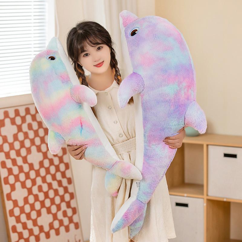 Rainbow Dolphin Plush Toy With Sleep Pillow For Kids Bedtime And Play