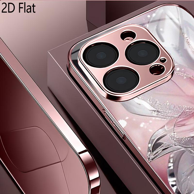 LЦветок 2DПлоский Для iPhone17 18 16 15 14 13 12 11 Pro Max XS XR 8 7Plus Чехол для телефона Ударопрочный Защитная задняя крышка