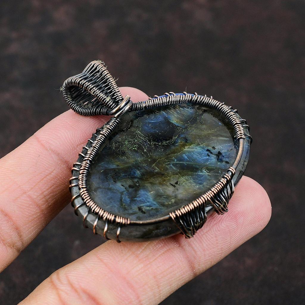 Подвеска из лабрадорита «Дерево жизни», обернутая медной проволокой, ювелирное изделие «Дерево жизни», подвеска из драгоценных камней ручной работы, ювелирное изделие из медной проволоки, подарок для нее