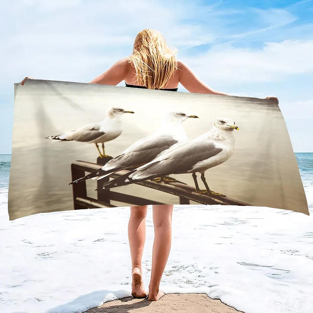 Seagull Beach Towel,Microfiber Beach Towel Fast Drying,Sand Free Beach Towel Super Lightweight Towels For Swimming Pool,Camping