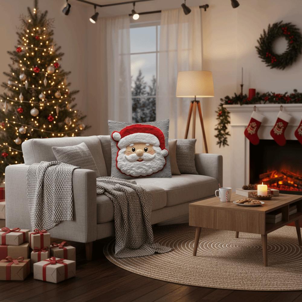 2D Printed Pillowcase Santa Claus Plush Pillow Cover Christmas Throw Pillow Cover  Home Decoration