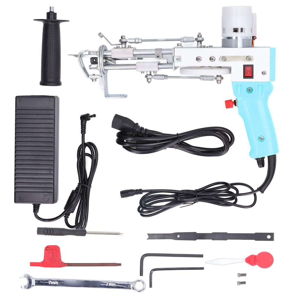 Тафтинговый пистолет 2 в 1, двухцелевой голубой тафтинговый пистолет для ковров, набор для самостоятельной вышивки