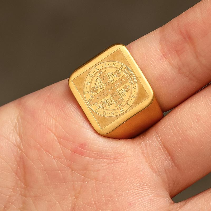 Кольца Intage Religion для мужчин Крест Сан Бенедикт Библия Экзорцизм Ювелирные изделия из нержавеющей стали