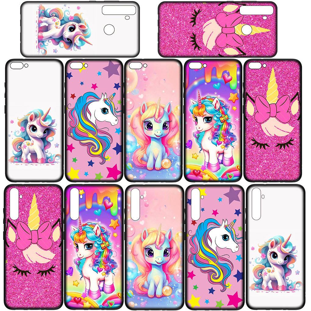 Чехол для телефона Samsung Galaxy S24 S23 iPhone 15 14 Xiaomi Redmi Note 13 12 11 8 10 9 Pro Max X XR OPPO A15 Huawei Lovely Unicorn Horse Cover
