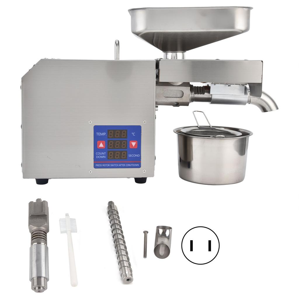 Automatic Oil Press Stainless Steel Cereals Hot Cold Oil Expeller Commercial Household ProcessorUS