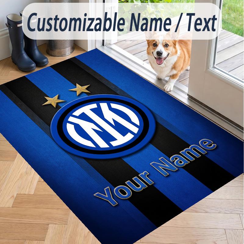Custom Text Printed Rug Inter Milan Non Slip Floor Carpet For Home Room Decor