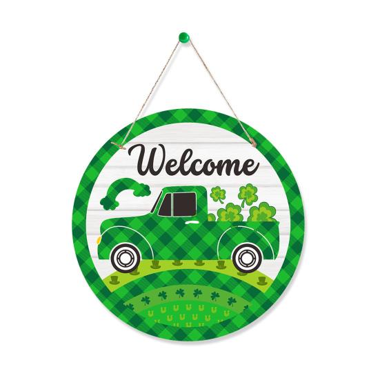 Улица. День святого Патрика Приветственный Дверной Знак Ирландский Трилистник Цилиндр Шляпа Клетчатая Бумага Дверной Подвесной Знак Вешалка Для Входной Двери Украшение Декоративная Настенная Табличка
