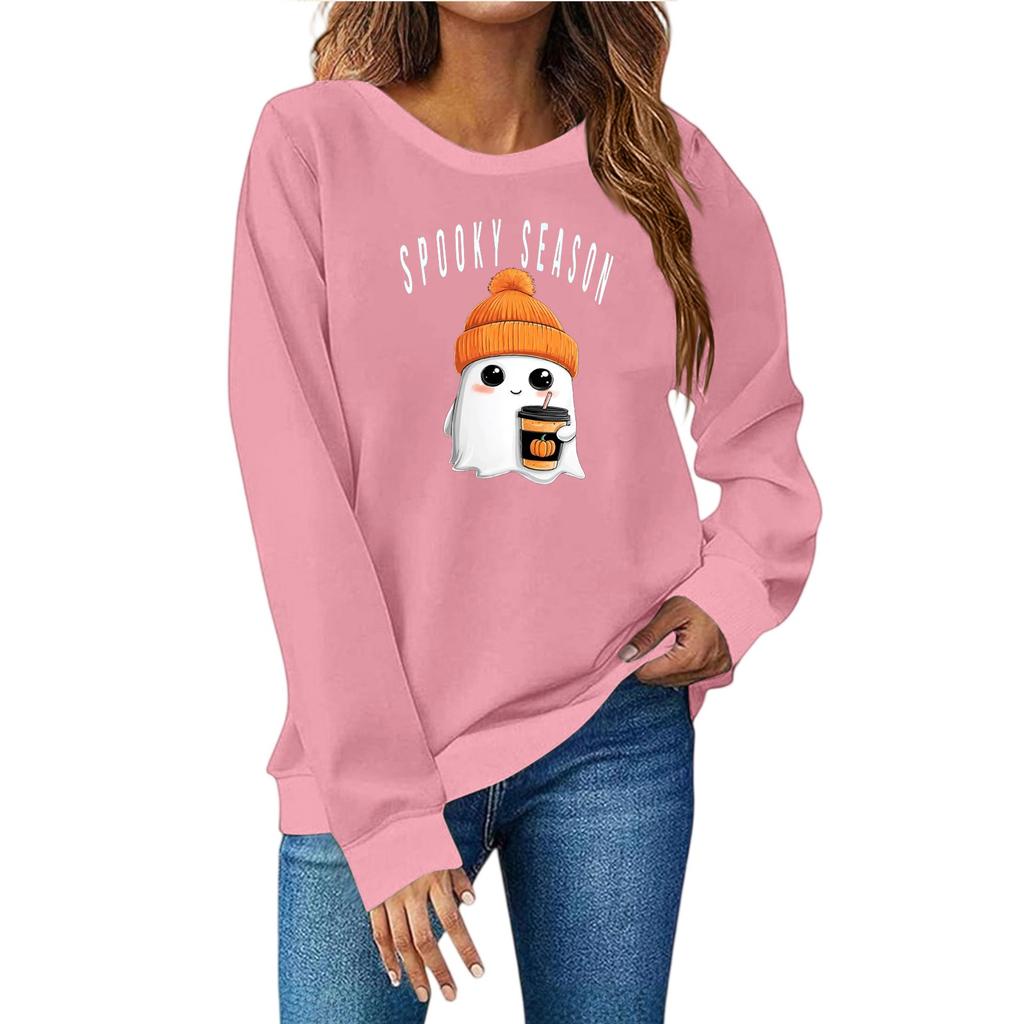 Женская мода повседневный принт повседневный длинный рукав круглый вырез толстовка топ