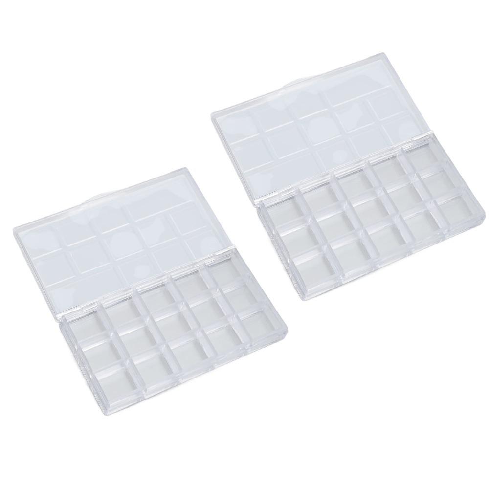 2PCS Plastic Paint Storage Case 15 Grids Watercolor Palette Handcraft Small Parts Keep
