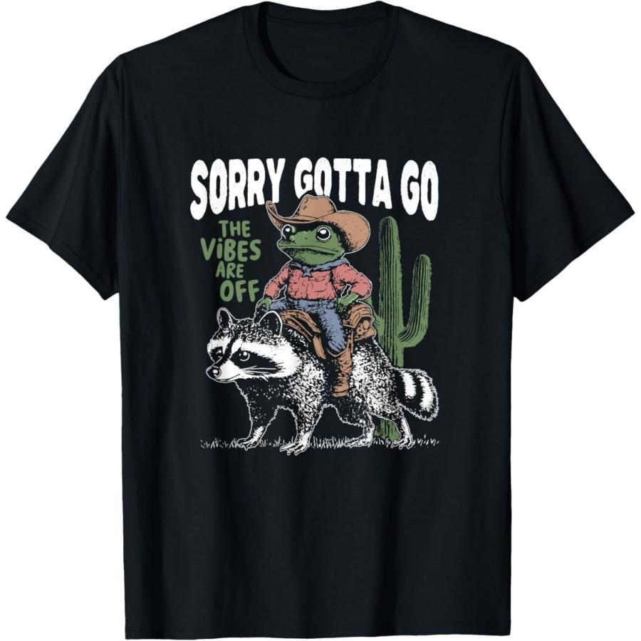 AniuGEYANIU Sorry Gotta Go The Vibes are Off, Funny Raccoon Graphic T-Shirt