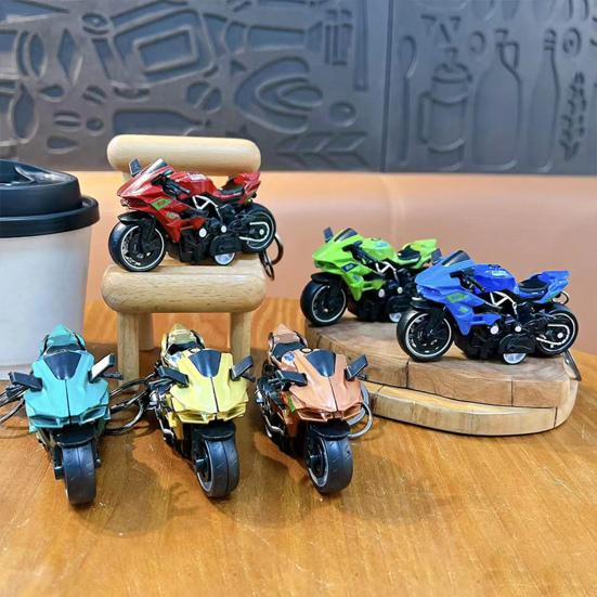 Yousheng Motorcycle Cartoon Keychain Pendant with Double-Ring Hook Anti-Detachable Design Decompression Tool Keychain Accessory