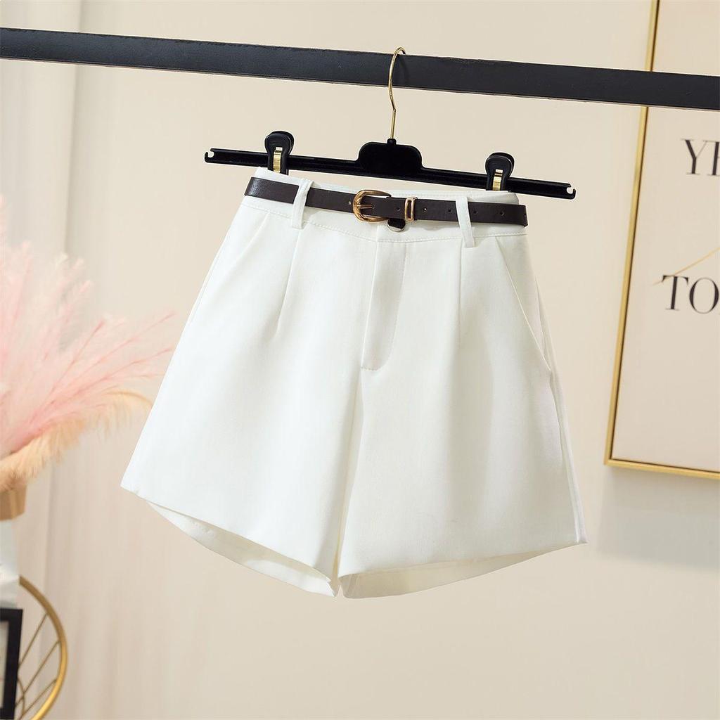 Women's Elegant White High-Waisted A-Line Wide-Leg Shorts, Summer 2026 Collection