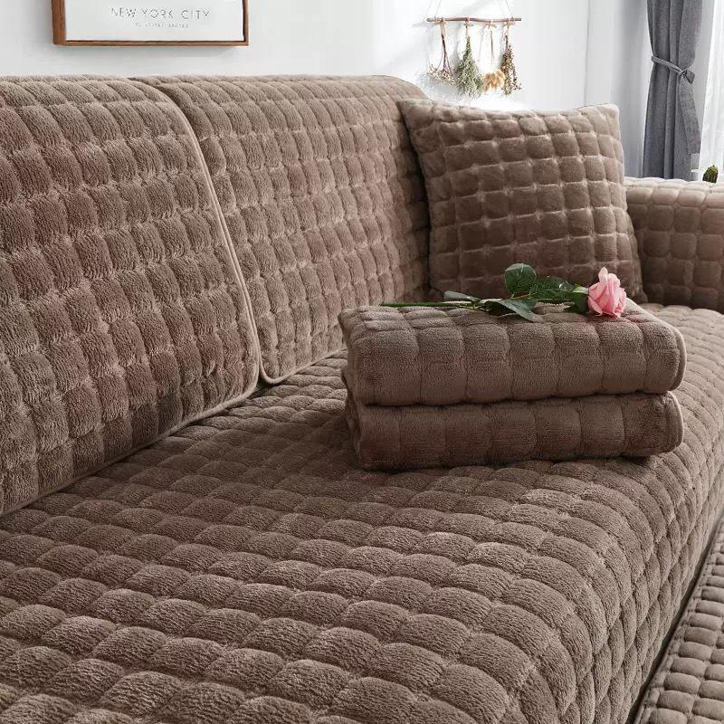 Plush Non-Slip Sofa Cushion Cover for Autumn/Winter