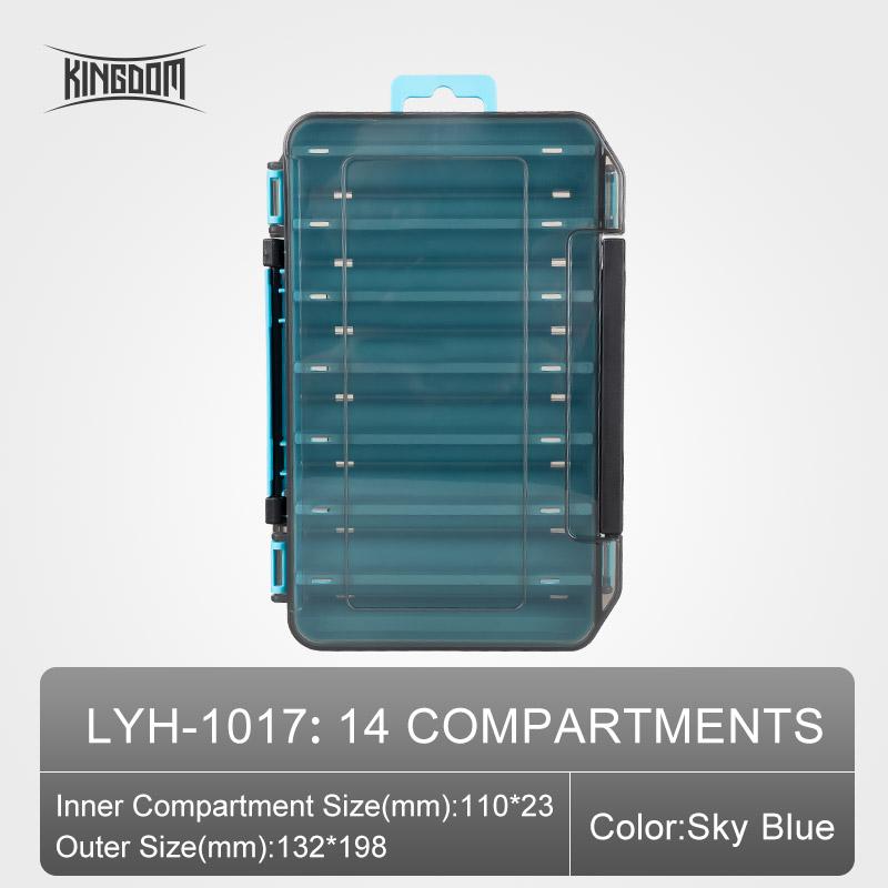 Kingdom Рыболовная коробка, 12, 14 отделений, аксессуары для рыбалки, коробки для хранения крючков, двухсторонняя высокопрочная коробка для рыболовных снастей