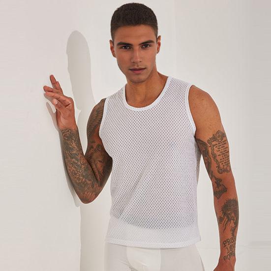 Мужской жилет, легкий, быстросохнущий, дышащий, сетчатый, однотонный, с круглым вырезом, без рукавов, повседневный, майка для тренировок и фитнеса