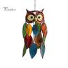 Owl Pendant Outdoor Hanging Decoration Realistic Looking Simple Installation Colorful Handmade Stained Owl Ornament