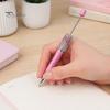 Многоразовая шариковая ручка Diamond Beadable Pens, Ручки с блестящими стразами и бусинами, Пластиковая ручка для DIY с бусинами, Ручки с кристально-розовым корпусом и черными чернилами для декора офиса