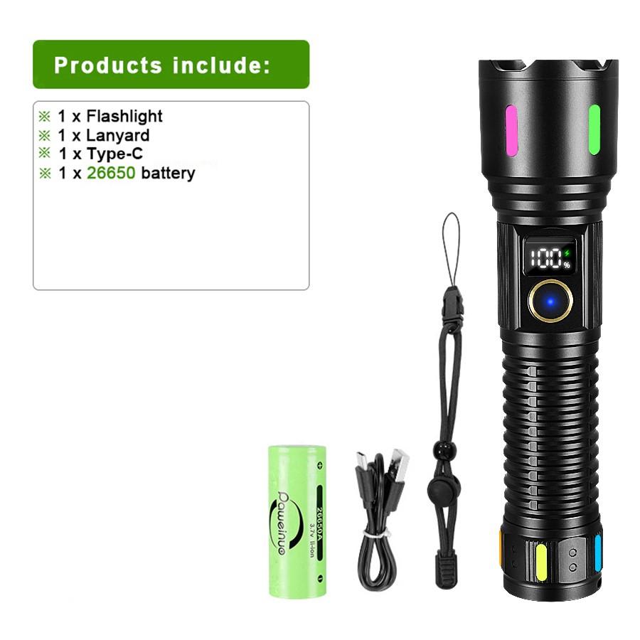 80000LM Мощный светодиодный фонарик USB перезаряжаемый мощный фонарик с дальним зумом фонарик для рыбалки на открытом воздухе