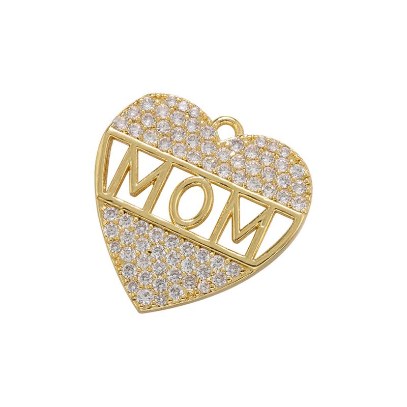 ZHUKOU Золотой кулон MOM Шармы ко Дню матери Аксессуары для женщин Ручная работа Ожерелье Бижутерия VD1139
