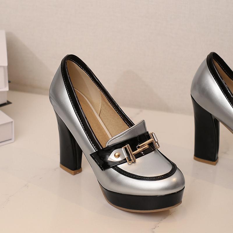 Q/женские туфли на высоком каблуке, модные водонепроницаемые туфли на платформе, на толстом каблуке, цветные низкие туфли большого размера