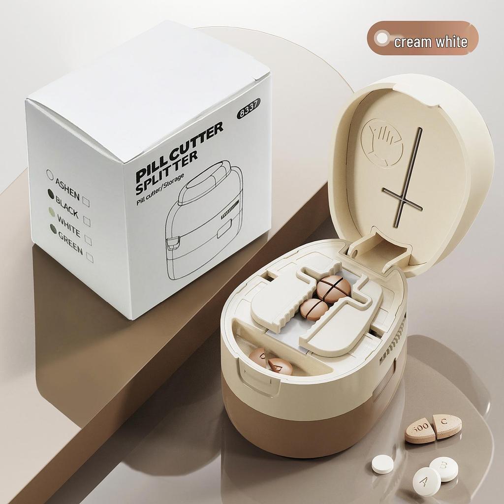 Portable Multi-functional Pill Cutter & Dispenser: 4-in-1 Medicine Storage and Splitter Tool