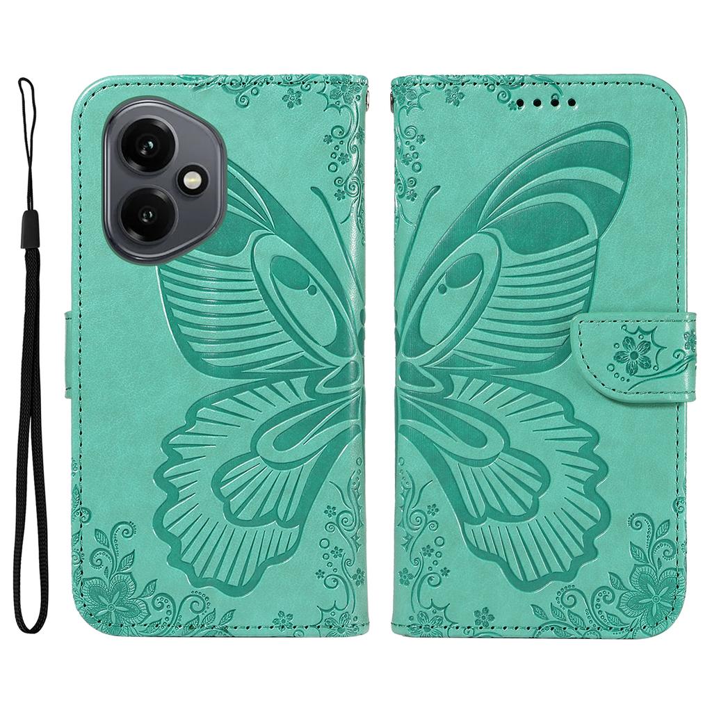 For Honor 400 5G (Global) Case Butterfly Pattern PU Leather Folio Flip Phone Cover - Red