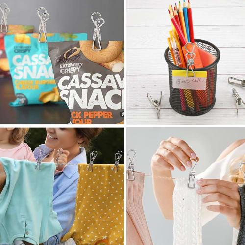 Skroad Clothespins, Rust-Resistant Stainless Steel Windproof Clothespins, 48-Pack, Strong Grip Clothespins for Indoor and Outdoor Use, Clothes Drying