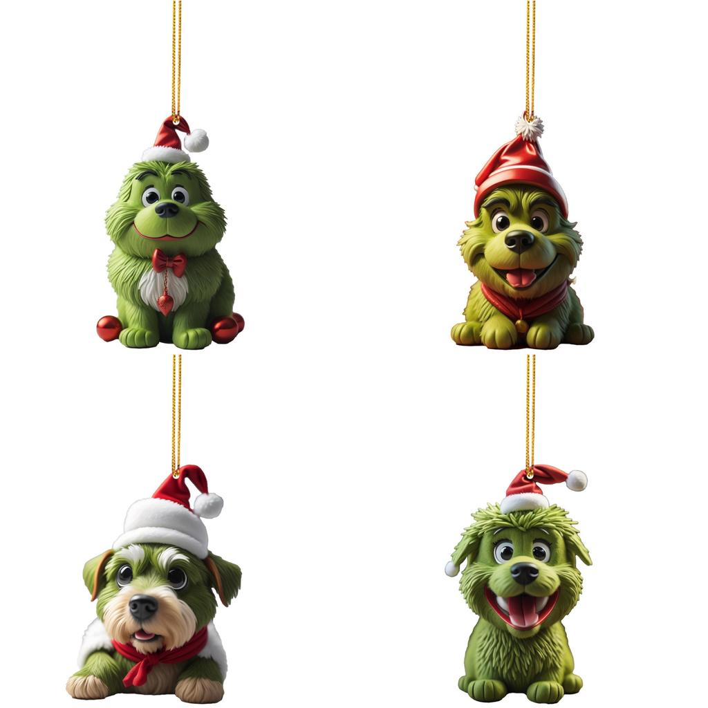 Гринч украл Крист Зеленый Щенок Узор Акриловая Подвеска Рождественский Декор Реквизит Для Праздничного Украшения Транспортного Средства