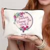 Simple Teacher Change The World Pattern Print Makeup Bag, Women Handhold Bag Travel Cosmetics Storage Pouch Bag Toiletry Bag, Gift For Teacher
