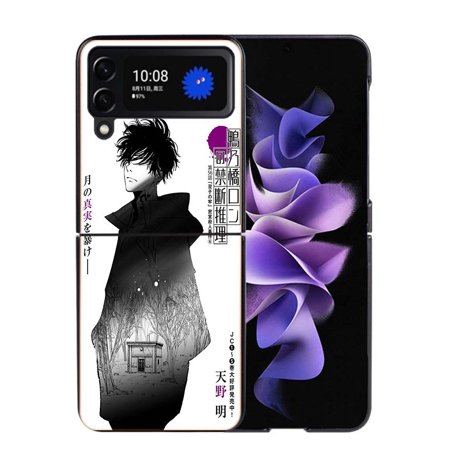 Kamonohashi Ron Phone Case For Samsung Z Flip 7 6 5G Galaxy Z Flip4 Z Flip5 Z Flip3 Coque Black Hard PC Shell Protective Cover