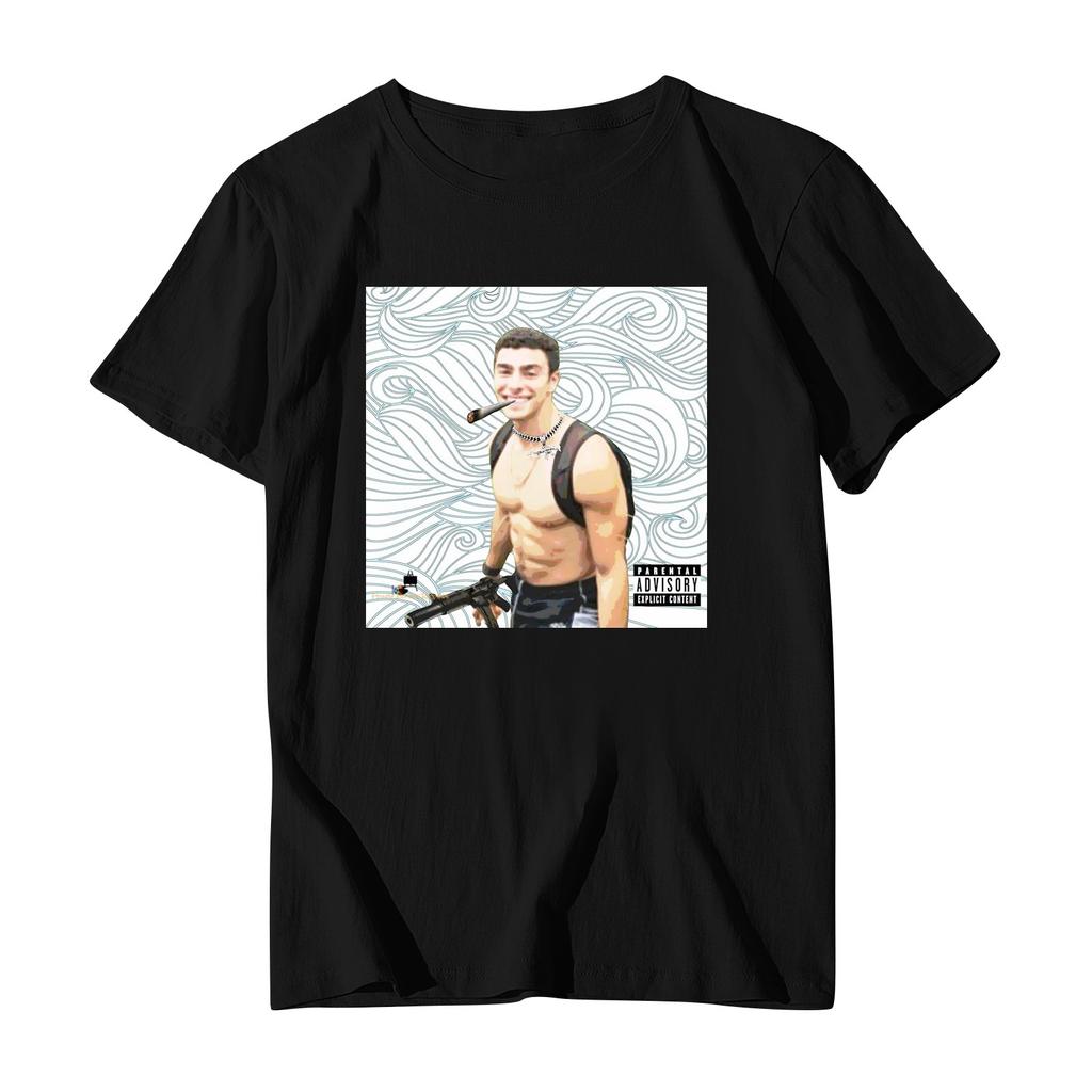 Унисекс Повседневный свободный принтованный свитер с круглым вырезом и коротким рукавом