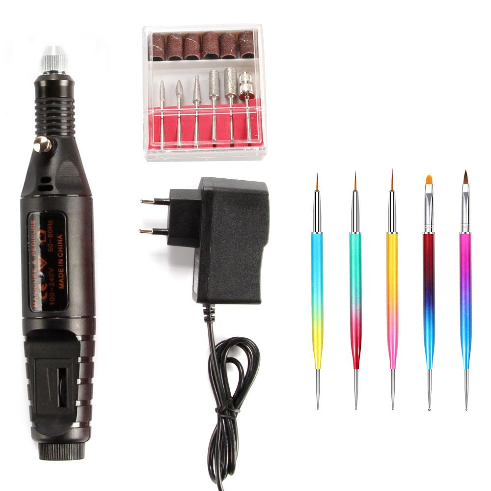 Профессиональная электрическая дрель для ногтей, дизайн ногтей, точечная ручка, набор сверл для педикюра, оборудование для дрели для ногтей, инструменты