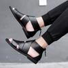 Модные, модные, дышащие, мужские сандалии, классические, черные, универсальные, британского стиля, для вечеринок на свежем воздухе, для отдыха, для мужчин, для ходьбы, размер 38-44