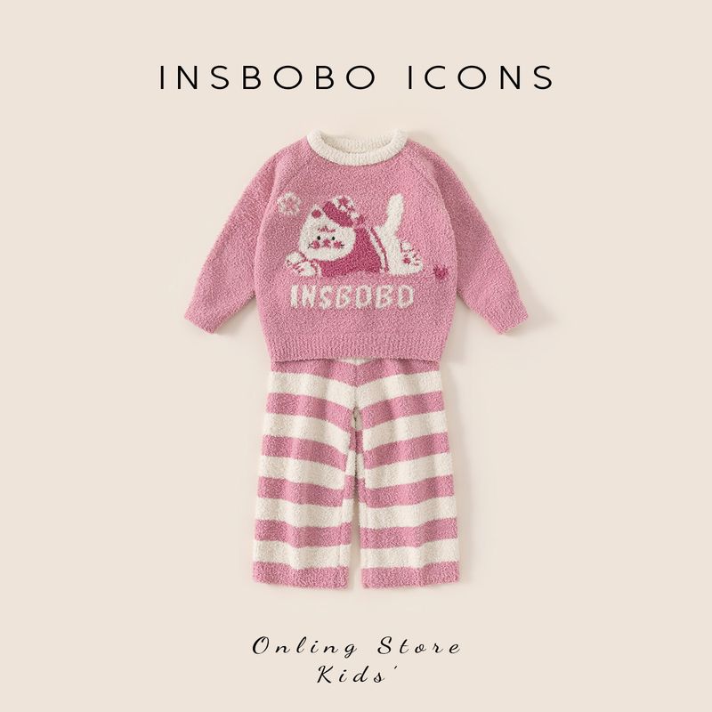 Insbobo Children's Homewear Set 2026 Early Spring New Warm Children's Set for Girls Baby Spring and Autumn Outfit