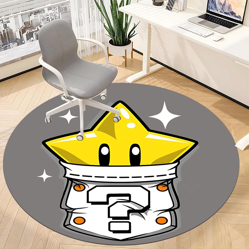 1pc Mario Star Office Round Area Rug, Under Office Chairs Bedroom Living Room Home Decor a1022248