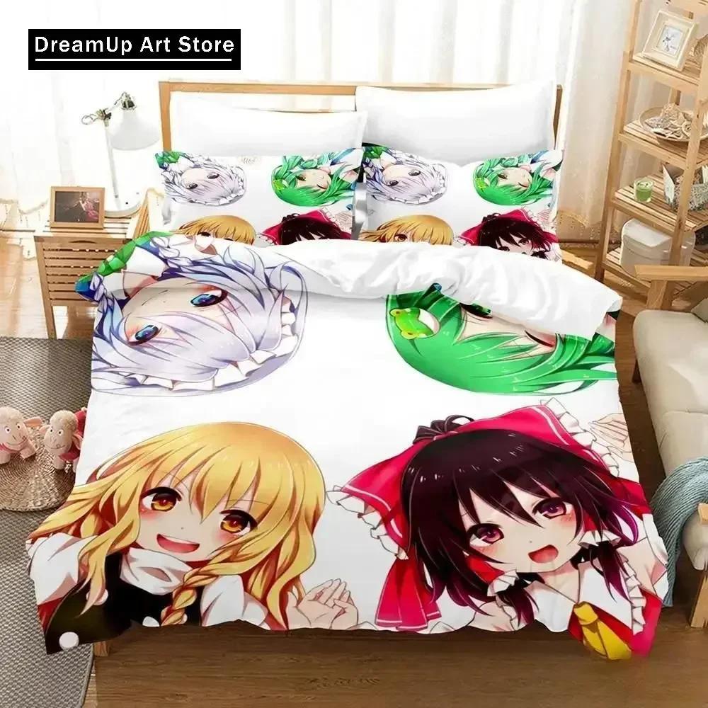 3D-принт аниме-игра Touhou Project Комплект постельного белья Пододеяльник Постельный комплект Одеяло Наволочка Одеяло размера king-size Для мальчиков Взрослых