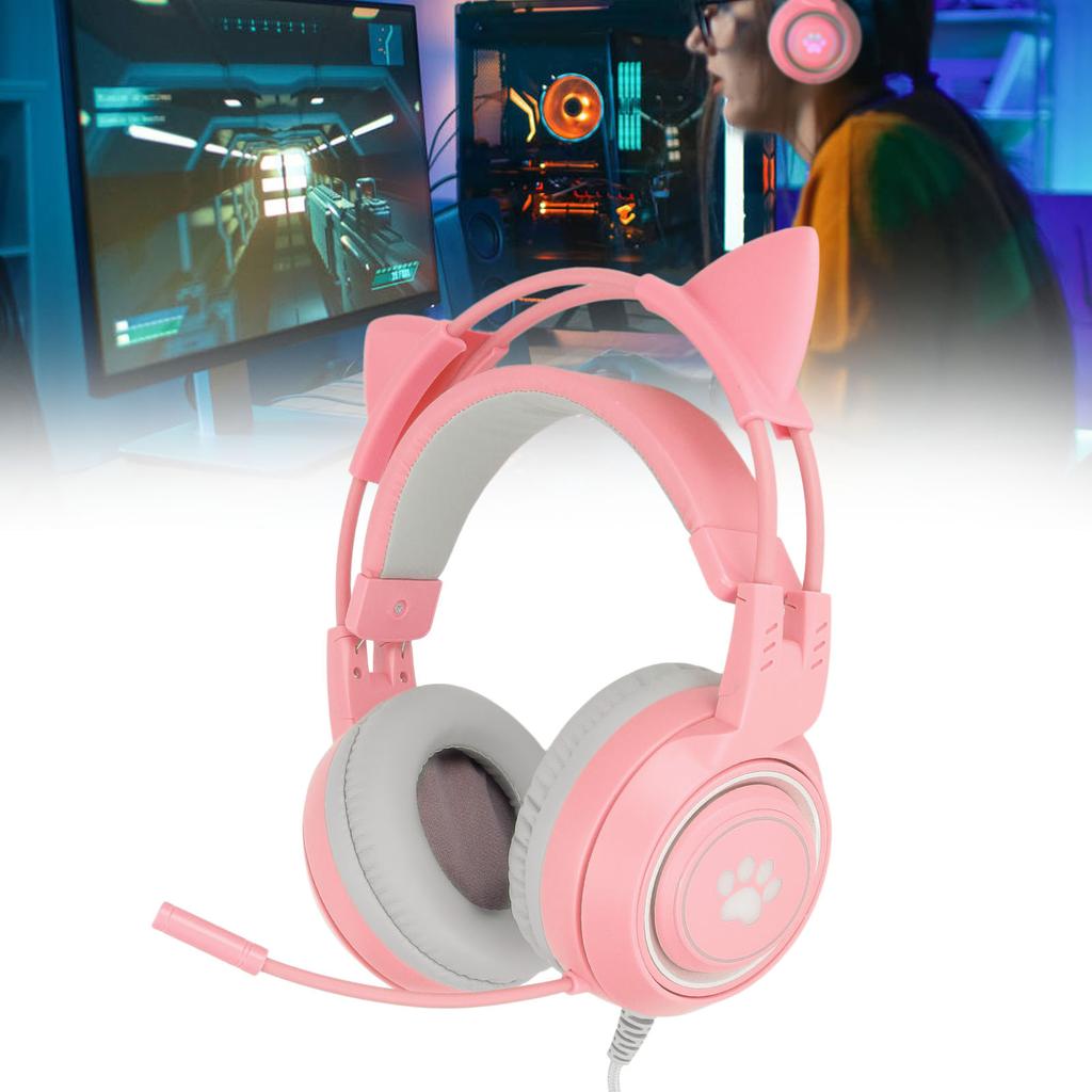 Cat Ear Gaming Headphone SYG25 Cat Ear Gaming Headset USB+3.5mm Plug Gaming Headphone Supports Volume Adjustment Microphone Mute