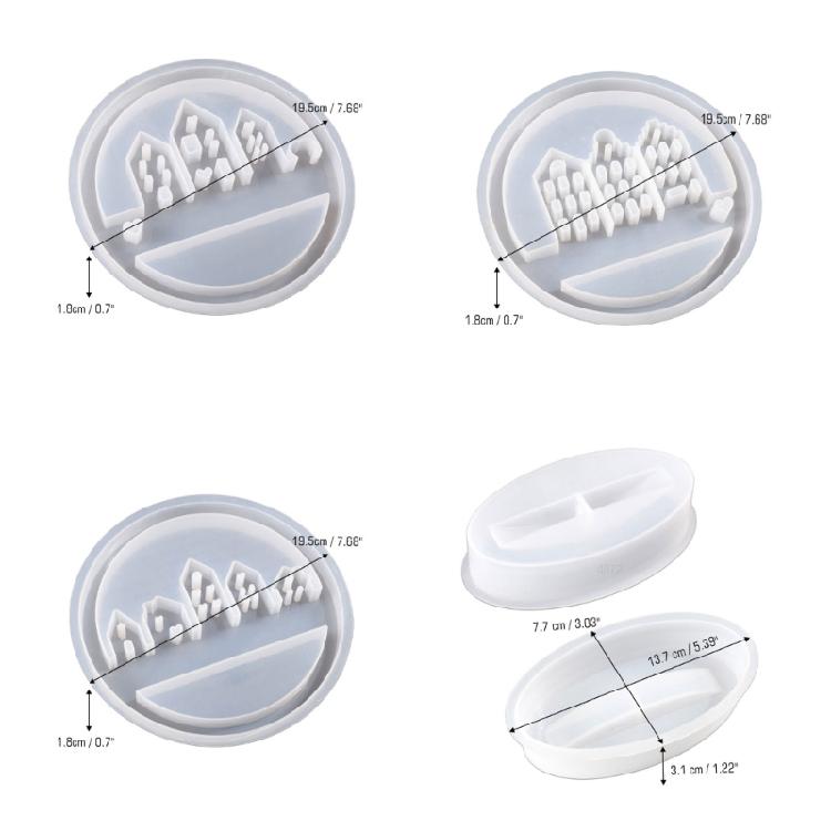 Circular House Silicones Molds with Base Molds for Gypsum Decorations, Wreath Silicones Molds with Base Molds