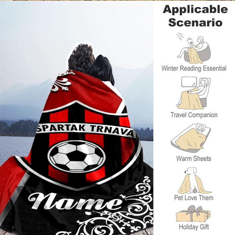 Custom Name Spartak Trnava Football Crest Blanket Lightweight Ideal Bedding Blanket Perfect for Travel, Camping,Living Rooms,Sofas,Christmas gift