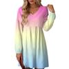 Women's Fashion Gradient V-Neck Long Sleeve Dress