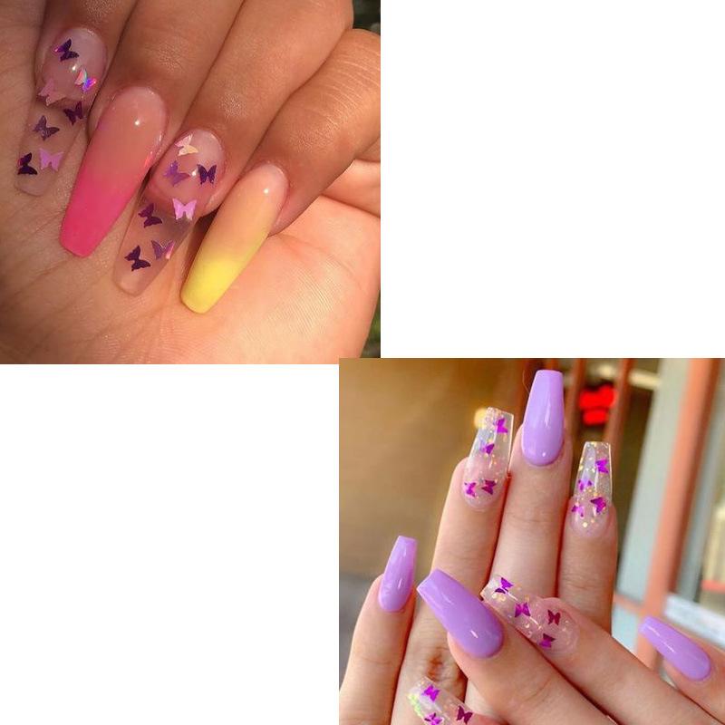 3D Butterfly Nail Glitter Flakes Holographic Iridescent Sequins 1 Set for Summer Beach Themed Nail Art Design
