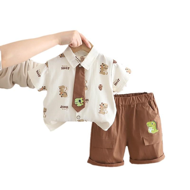 Летний комплект из двух частей с рисунком в виде галстука для младенца и мальчика