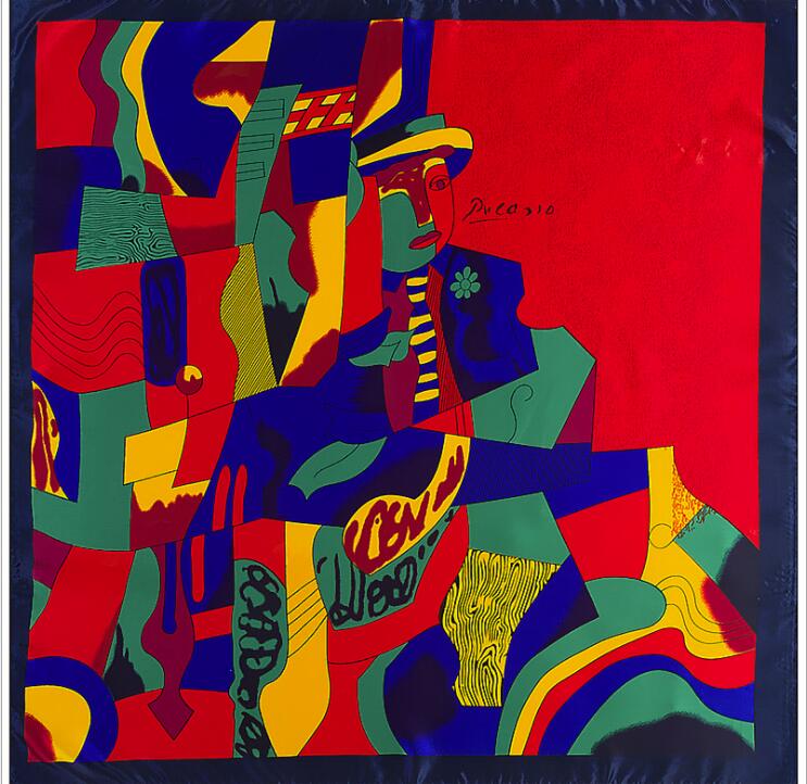 90*90cm Luxury Brand Women Silk Scarfs Van Gogh Painting Square Scarves Spring Summer Shawls For Ladies