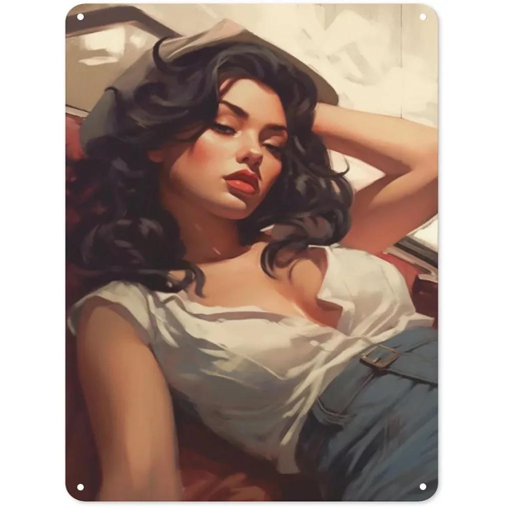 Пинап модель автомобиля металлические жестяные таблички сексуальные девушки настенная табличка винтажная железная живопись украшение для дома кафе игровой комнаты клуба бара