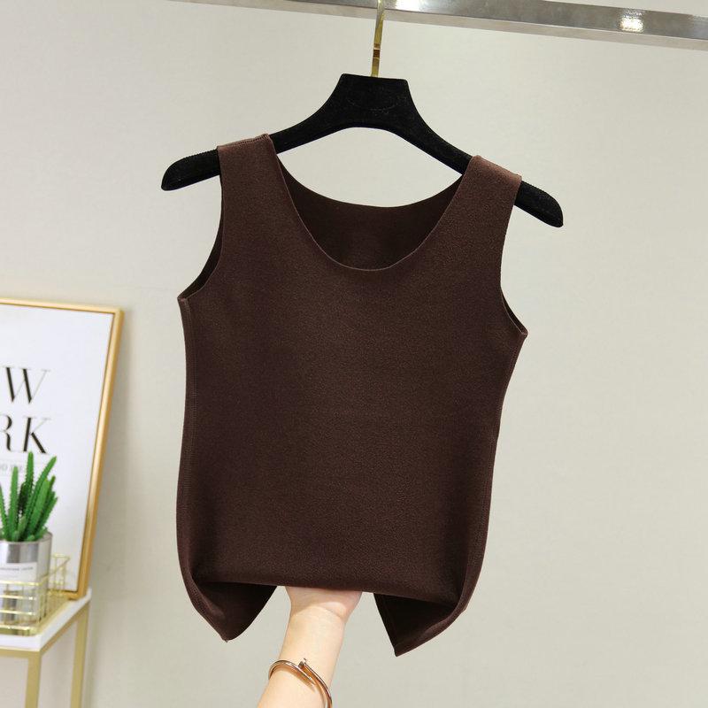 Женский облегающий двусторонний флисовый жилет с бесшовной хлопковой низкой - теплая осенне-зимняя согревающая майка