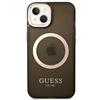 Guess Guhmp14Shtcmk Iphone 14 / 15 / 13 6.1 Czarny/Black Hard Case Gold Outline Translucent Magsafe