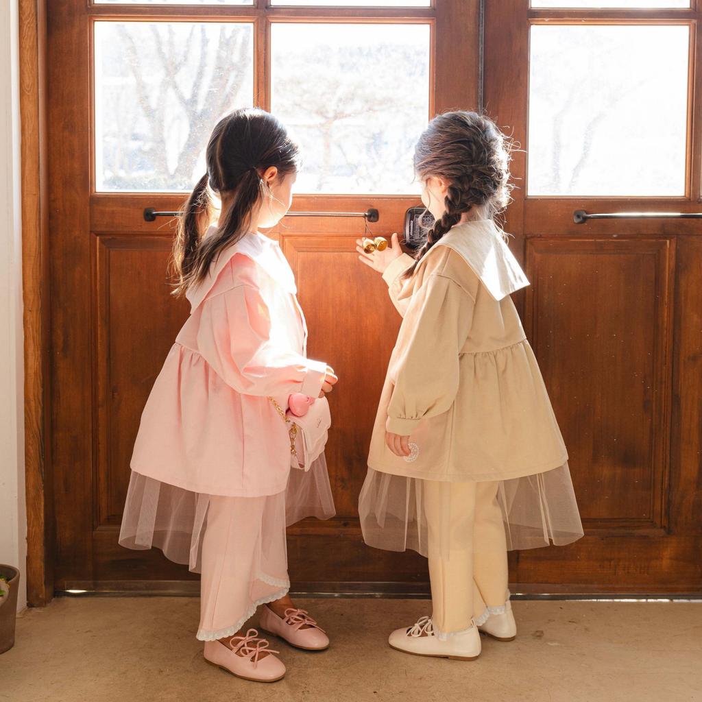 Сделано в Корее, весеннее детское пальто-тренч 2025 года – классический и элегантный наряд для девочек